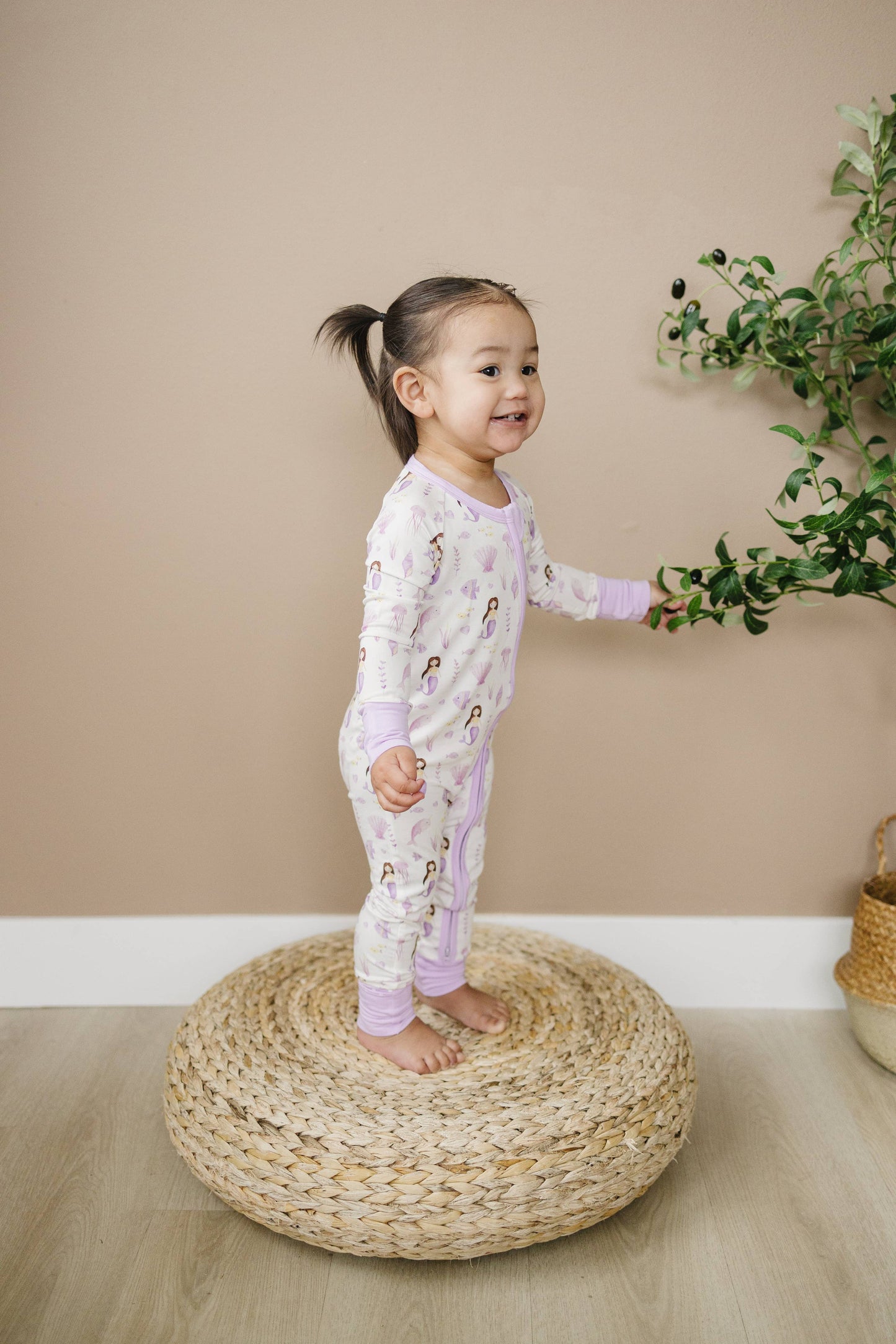 Mermaid Bamboo Zippy Romper Baby Girl Pajamas PJs Zipper