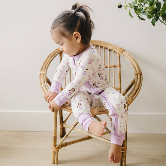 Mermaid Bamboo Zippy Romper Baby Girl Pajamas PJs Zipper